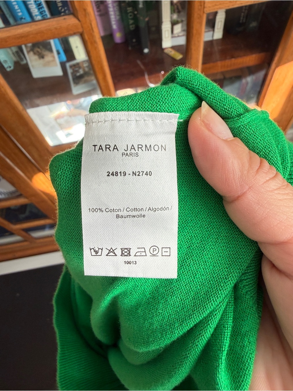 Tara Jarmon Paris Emerald Green Crystal Embellished Sweater Top S - Picture 4 of 4